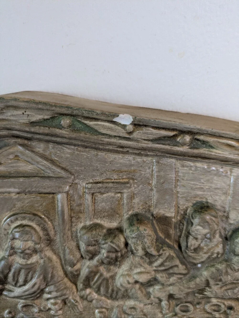 Vintage 3D The Last Supper Wall Plaque Relief Faux Wood Mid Century Christian Ar
